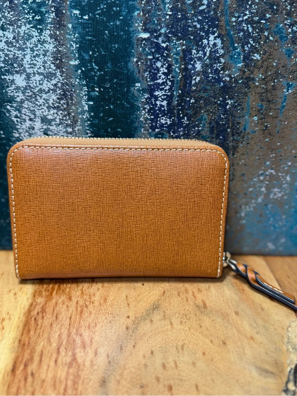 Dooney & Bourke Classic Saffiano Leather Zip Wristlet Wallet Warm Gingerbread